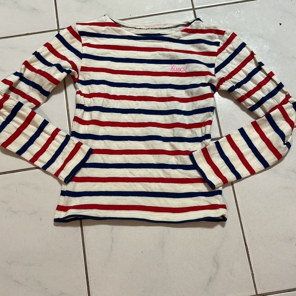 Maison Labiche Paris Sailor Striped Bisou Long-Sleeve Top